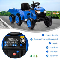 Trattore elettrico Garvee 6V, trattore cavalcabile per bambini, blu con clacson e aspetto realistico del trattore per gite in giardino e giochi all'aperto in fattoria per bambini dai 3 anni in su