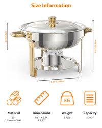 Garvee 5QT Set da 6 pezzi in acciaio inox Chafing Dish Buffet con coperchio e supporto per catering e matrimoni, impilabile, argento