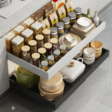 Garvee Organizzatore Estraibile per Armadietti Cucina, Cassetti Regolabili, Acciaio Carbonio, Nero, 43.5-68cm, Ideale per Cucina e Bagno - Come mostrato
