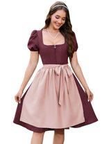 Garvee Dirndl, abito tradizionale da donna midi in pelle scamosciata con grembiule, nero, taglie 34-52