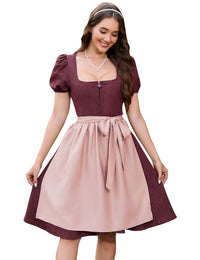 Garvee Dirndl, abito tradizionale da donna midi in pelle scamosciata con grembiule, nero, taglie 34-52