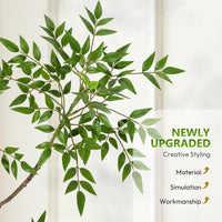 Pianta artificiale da interno Garvee, albero Nandina da 2,1 m con vaso bianco, realistica, facile da pulire, in plastica, decorazione per soggiorno e ufficio