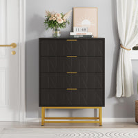Cassettiera Garvee a 4 cassetti con gambe in metallo per soggiorno e camera da letto, 32 pollici, moderna, cassetti in tessuto, robusta