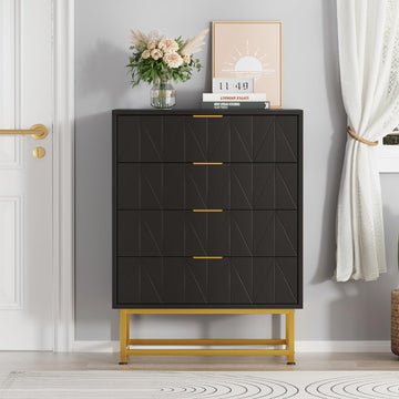 Cassettiera Garvee a 4 cassetti con gambe in metallo per soggiorno e camera da letto, 32 pollici, moderna, cassetti in tessuto, robusta