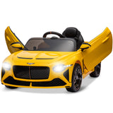 Auto Elettrica per Bambini Garvee Bentley 12V con Porte a Cesoia, Telecomando Parentale, LED, Musica, Sospensioni, 3 Velocità, PP e Metallo, Sicurezza, Gioco Esterno - Yellow