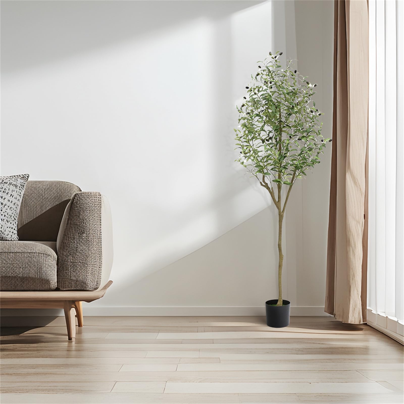 Albero di ulivo artificiale Garvee 180 cm, facile da pulire, design realistico, in poliestere, per soggiorno e ufficio, verde