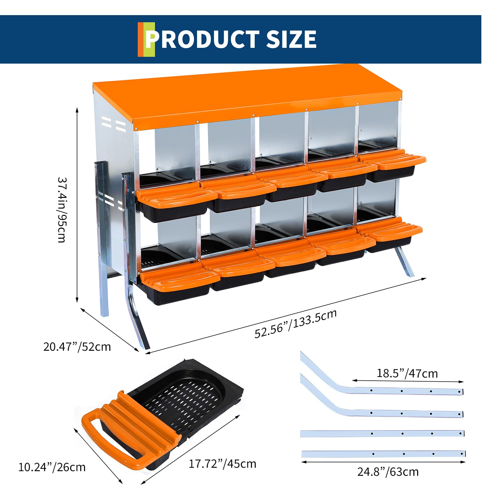 Nido per polli Garvee a 2 livelli in metallo con 10 scomparti, tetto impermeabile, base antiscivolo per pollaio, arrotolabile, resistente