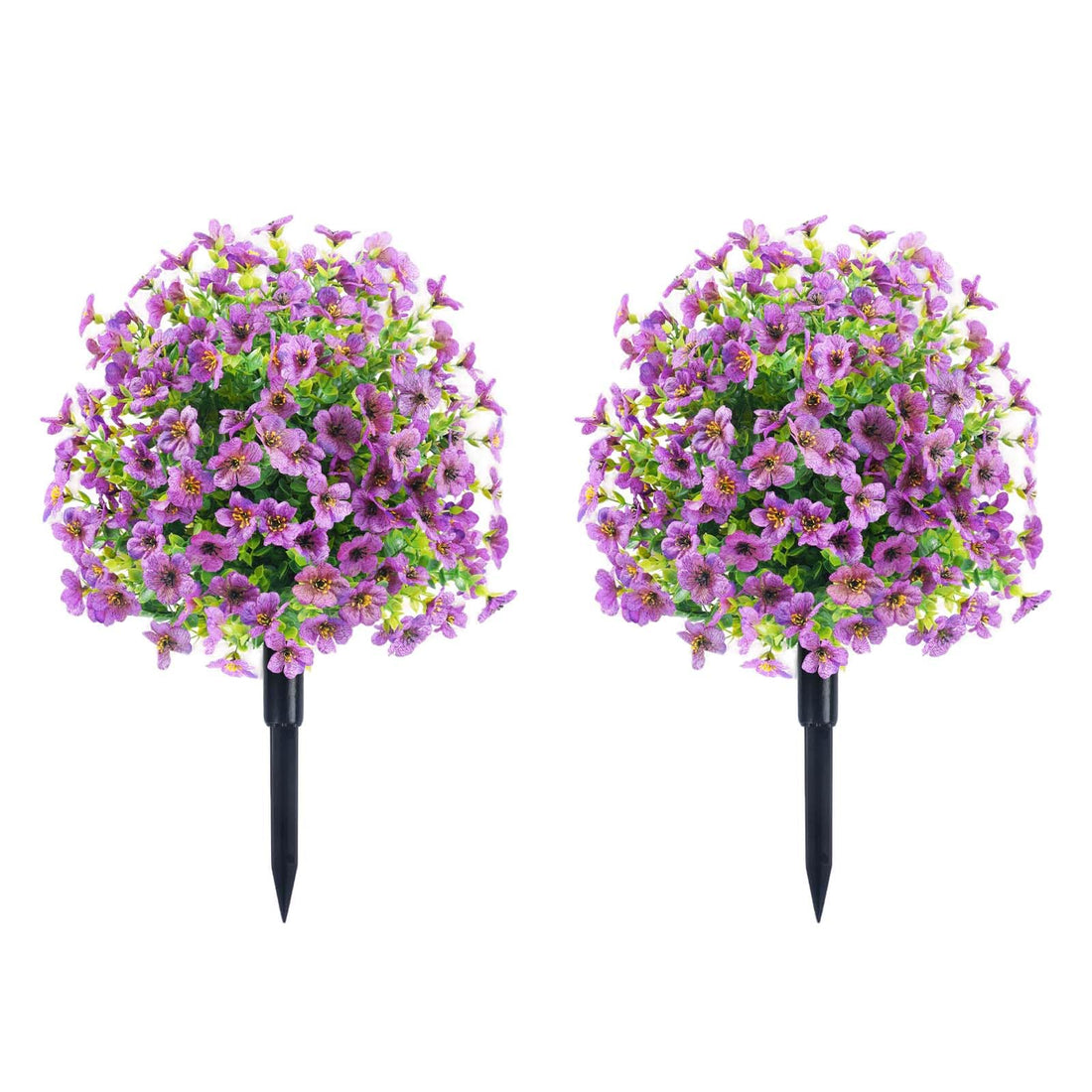 Garvee - Albero artificiale di bosso con picchetto, confezione da 2, decorazione da giardino, 60 cm, viola, piante resistenti ai raggi UV per veranda e giardino