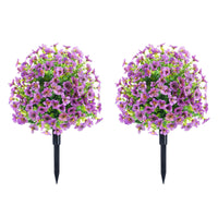 Garvee - Albero artificiale di bosso con picchetto, confezione da 2, decorazione da giardino, 60 cm, viola, piante resistenti ai raggi UV per veranda e giardino
