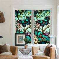 Pellicola per la privacy delle finestre Garvee, motivo floreale a farfalla, rimovibile, protezione UV, per bagno e camera da letto, 45x100 cm, trasparente