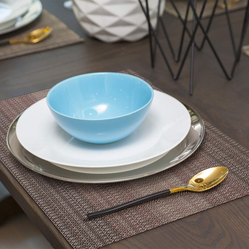 Garvee 6 pezzi Tovagliette all'americana Isolamento termico Sottobicchieri PVC Rosso 30x45cm Ecologico Antiscivolo