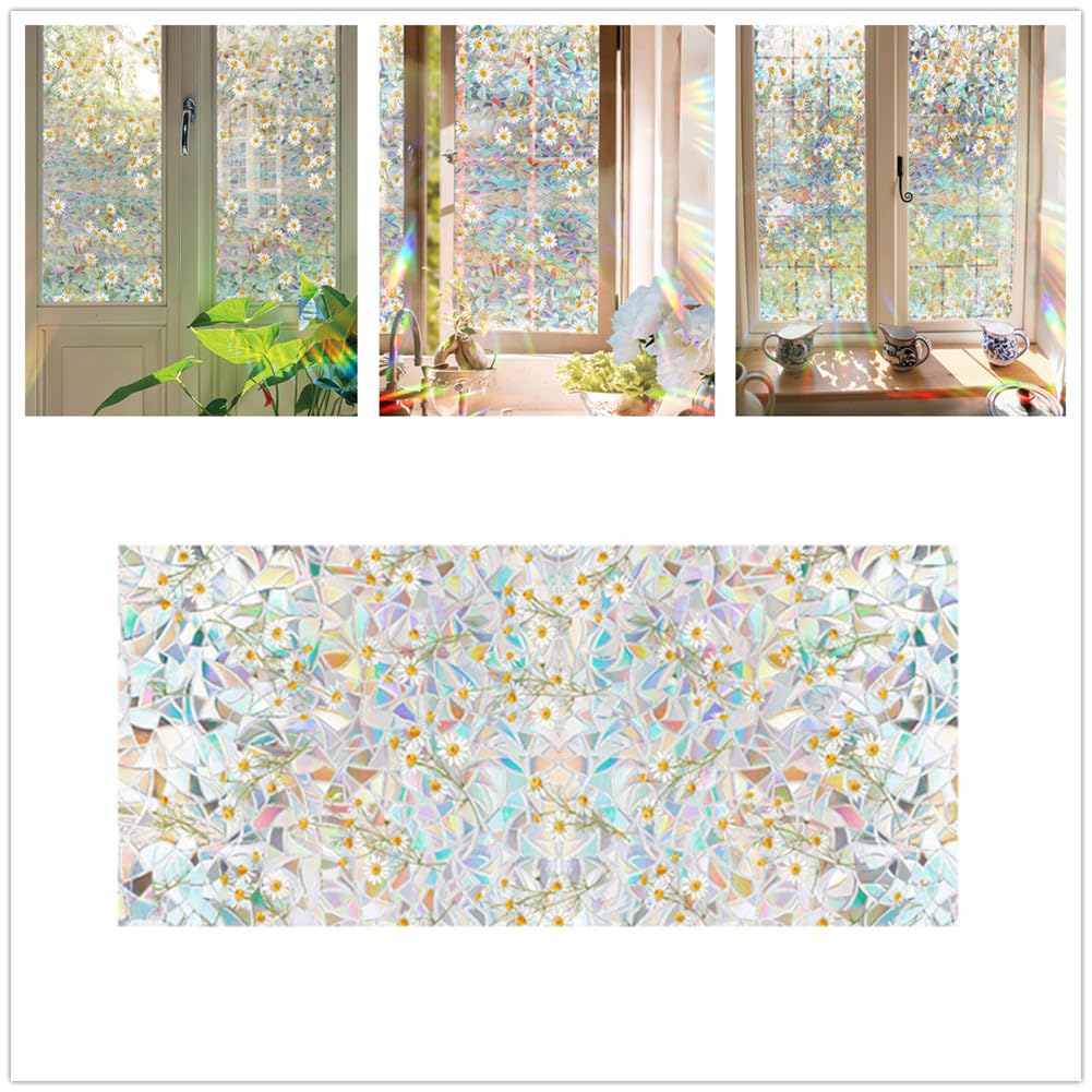 Pellicola protettiva per finestre Garvee con effetto arcobaleno, protezione UV, riutilizzabile, 43x200 cm, per spazi abitativi e lavorativi, multicolore
