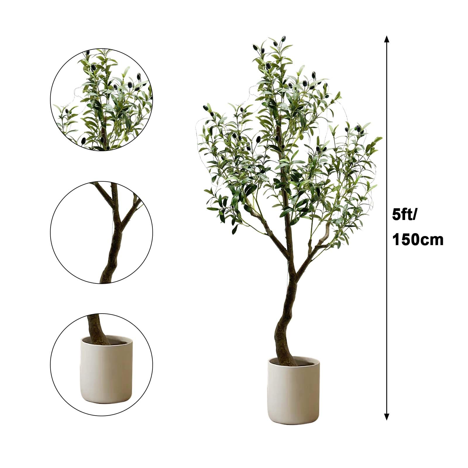Garvee grande albero di ulivo artificiale con luci a LED 150 cm bianco per soggiorno ufficio festival festa