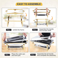 Garvee Chafing Dishes Buffet Set da 2, 8 Qt in acciaio inossidabile con controllo della temperatura, solido, telaio e coperchio con cerniera