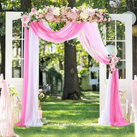 Fiocco elastico in chiffon Garvee per decorazioni nuziali e fondali per palcoscenici, 70x550 cm, bianco e rosa chiaro, 1 pezzo