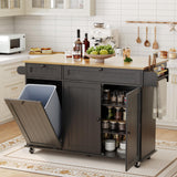Garvee Tavolo Isola Cucina Nero, Design Moderno, Robusto, Materiale Legno, Facile da Pulire, Cucine Moderne - Nero