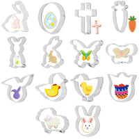 Set di 14 formine per biscotti pasquali Garvee, formina per biscotti in acciaio inossidabile per dolci fai da te per le feste, varie forme