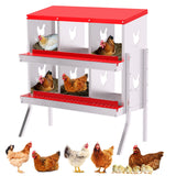 Cassette nido Garvee – Metallo, 6 scomparti con supporto, resistenti alle intemperie, Ideale per Pollai e Allevamenti Avicoli, 81,3×43,2×67,2 cm - Rosso