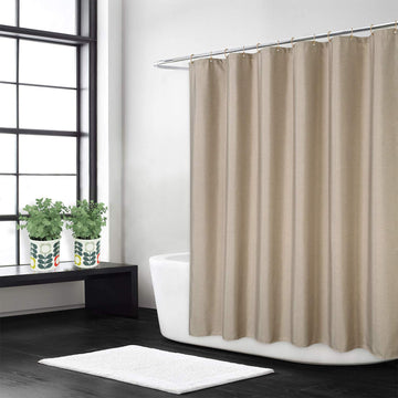 Tenda da doccia impermeabile in poliestere Garvee con ganci per bagni e vasche da bagno, 182,9 x 213,4 cm, colore caffè