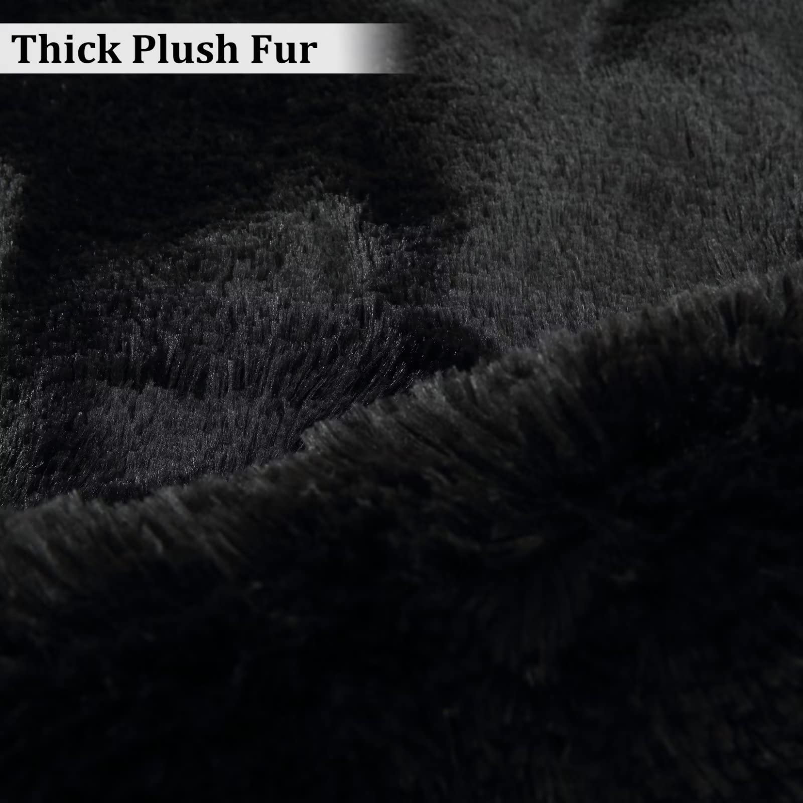 Tappeto rotondo Garvee Fluffy 3'3,3" per cameretta dei bambini, morbido velluto a pelo lungo, nero, antiscivolo, arredamento per soggiorno e camera da letto