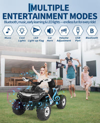 Quad elettrico per bambini Garvee 12V, colore argento, con telecomando, musica a LED per guida fuoristrada, dai 3 anni in su