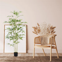Albero di bambù artificiale Garvee da 6 piedi con vere foglie di seta e base in cemento stabile per uso interno ed esterno, bassa manutenzione, durevole, verde