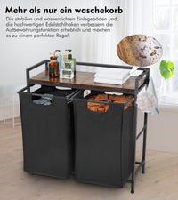 Garvee Cesto portabiancheria con 2 scomparti, sacchetti rimovibili, struttura in metallo, per bagno e camera da letto, 73x30x74 cm, nero