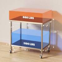 Tavolo da lavoro in acciaio inossidabile Garvee 36x24 pollici 201 SS gambe robuste argento per cucina e officina