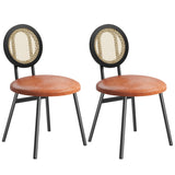 Garvee Set 2 Sedie da Pranzo Moderne in Rattan Nero e Marrone - Schienale in Rattan Naturale, Seduta Imbottita 5 cm - Struttura in Metallo Robusto per Cucina e Sala da Pranzo - Brown
