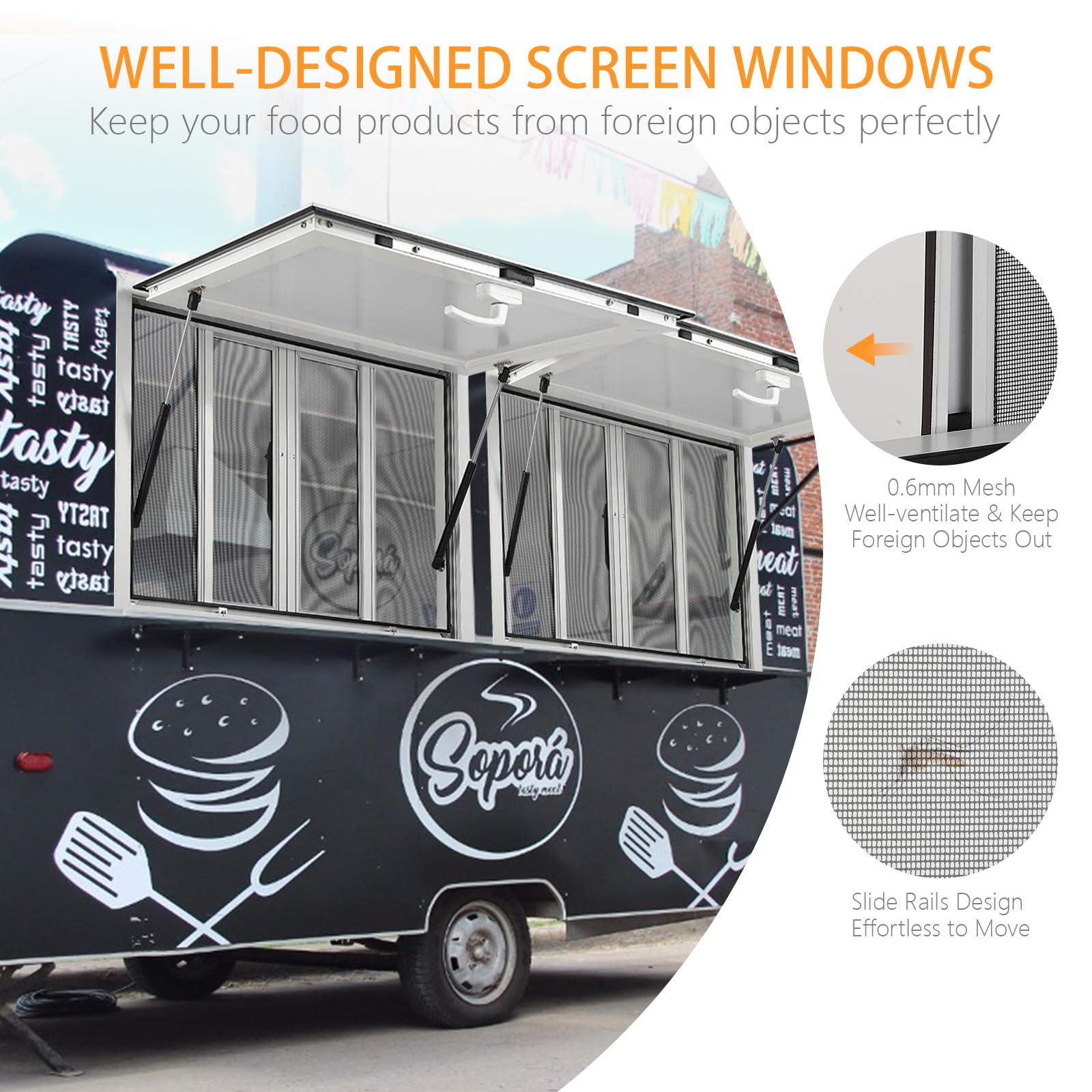 Finestra per food truck in alluminio Garvee Concession Window 36"x24" con 4 finestre scorrevoli e tenda da sole, telaio in acciaio inossidabile, maniglia di sicurezza, ideale per food truck