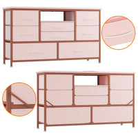 Cassettiera GARVEE con 8 cassetti, mobile TV con luce LED, 3 prese e 2 porte USB, cassettiera per soggiorno, corridoio, camera da letto, robusta struttura in metallo, piano in legno