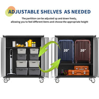 Armadio portaoggetti per garage Garvee Heavy Duty con ruote, ripiani regolabili, porte con serratura, acciaio antiruggine, mobile, sicuro, officina, ufficio