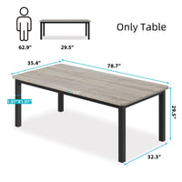 Tavolo da Pranzo Garvee Lungo 199.4 cm per 6-8 Persone Stile Industriale, Design Smussato, MDF e Metallo, Larghezza 10 cm, Marrone