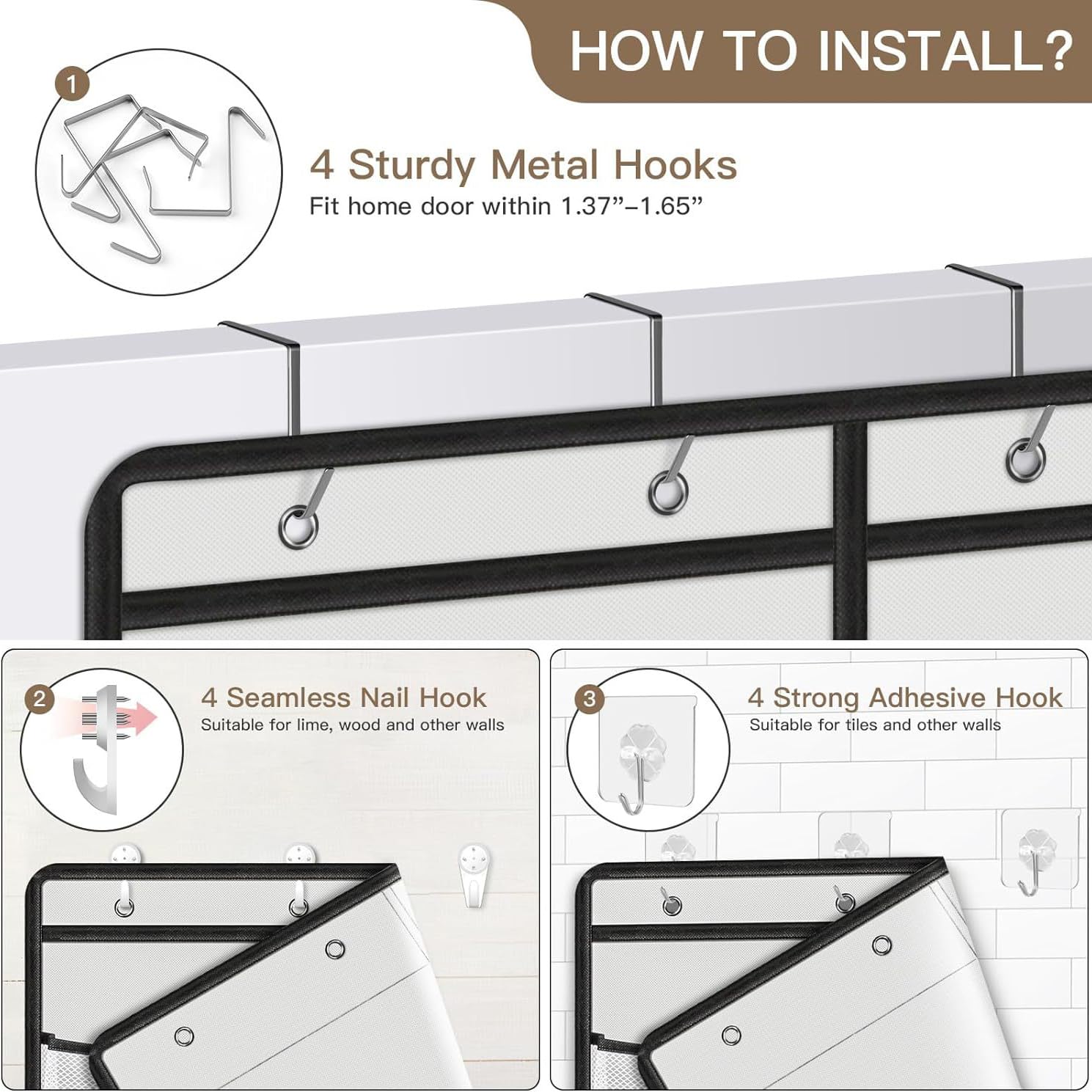 Garvee Organizer da appendere alla porta con 5/10 tasche per cameretta dei bambini, camera da letto, ufficio, bagno - Design compatto salvaspazio
