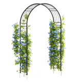 Arco da giardino Garvee da 243.84 cm in acciaio, verniciato a polvere, resistente a tutte le intemperie, con picchetti per giardino e matrimoni, larghezza 150 cm, altezza 240 cm, nero