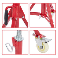 Supporto per tubi Garvee con testa a V, altezza regolabile da 28 a 52 pollici, pieghevole, acciaio, capacità di carico di 1100 libbre, con ruote, stabile, per saldatura, officina e industria