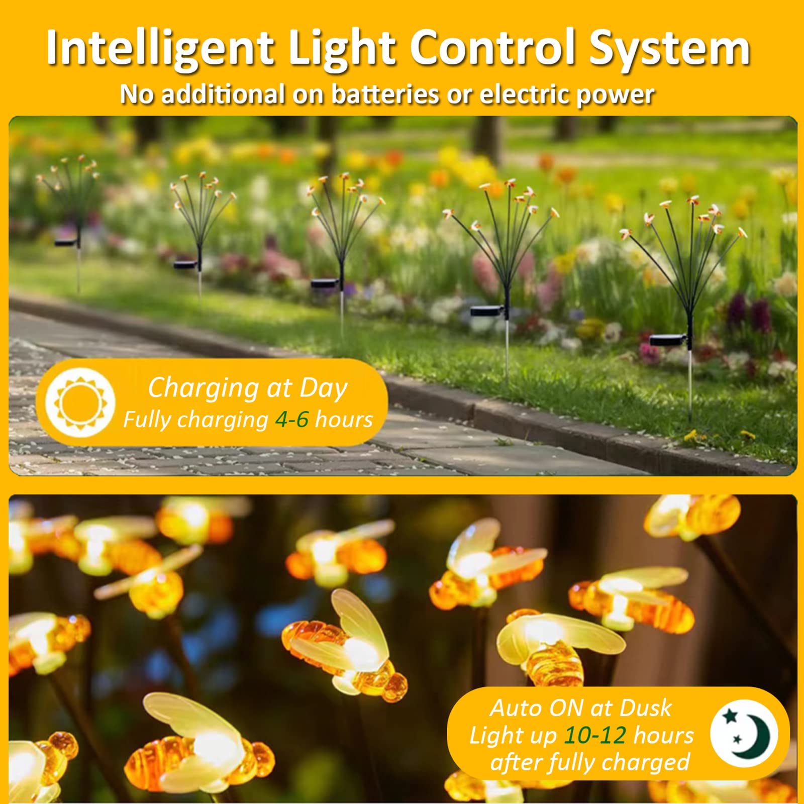 Luci solari da giardino Garvee con 8 LED, lucciole solari, IP65 impermeabili, bianco caldo, luci solari per patio, prato, decorazione di sentieri