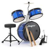 Garvee Set Batteria Bambini 3 Pezzi Kit Principianti Legno Resistente Blu per Giovani Musicisti 74 cm