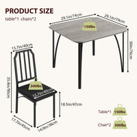 Garvee Set Tavolo Da Pranzo Per 2 Persone Con Sedie Imbottite In PU, Design Smussato, Salvaspazio, Grigio, Dimensioni Compatte