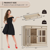 Credenza Garvee da 35,4" con anta in vetro, ripiani regolabili, chiusura ammortizzata, rovere, per sala da pranzo e cucina, struttura robusta, facile da montare