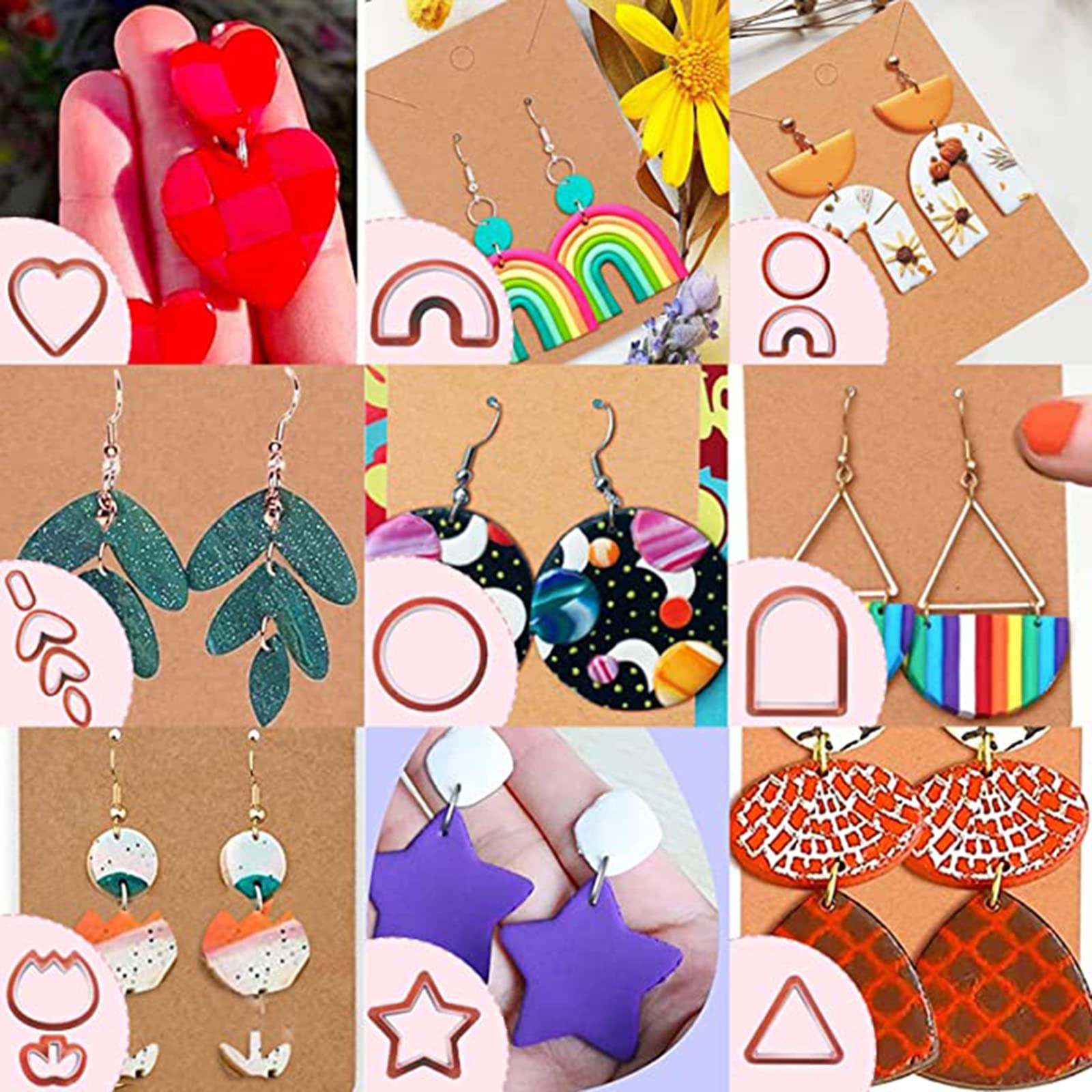 Set di 142 tagliapasta per argilla polimerica Garvee con 24 forme, tagliapasta in plastica versatili e precisi per la creazione di orecchini e progetti artigianali