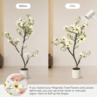 Albero di magnolia artificiale Garvee, 4 piedi, bianco, con rami regolabili, per uso interno ed esterno, ufficio e casa, materiale di alta qualità, base stabile