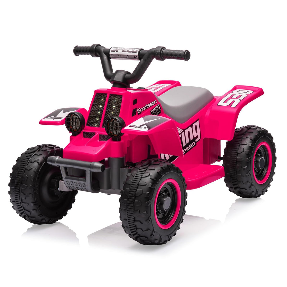 Quad elettrico per bambini Garvee 6V rosso rosa con musica a LED per una guida sicura a partire dai 3 anni, sia all'interno che all'esterno.