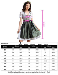 Garvee Dirndl da donna, abito tradizionale midi, set completo da 3 pezzi per l'Oktoberfest e le feste popolari, grigio, taglie 34-48
