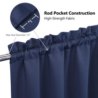 Garvee 2 pezzi mantovane oscuranti per finestre, soggiorno, cucina, camera da letto, mantovane per finestre termoisolanti, blu navy, 26 × 30 pollici