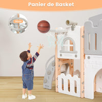 Garvee Scivolo per bambini 8 in 1 con struttura per arrampicata, telescopio, canestro da basket, tunnel per bambini da 1 a 3 anni, stabile, ecologico, colorato