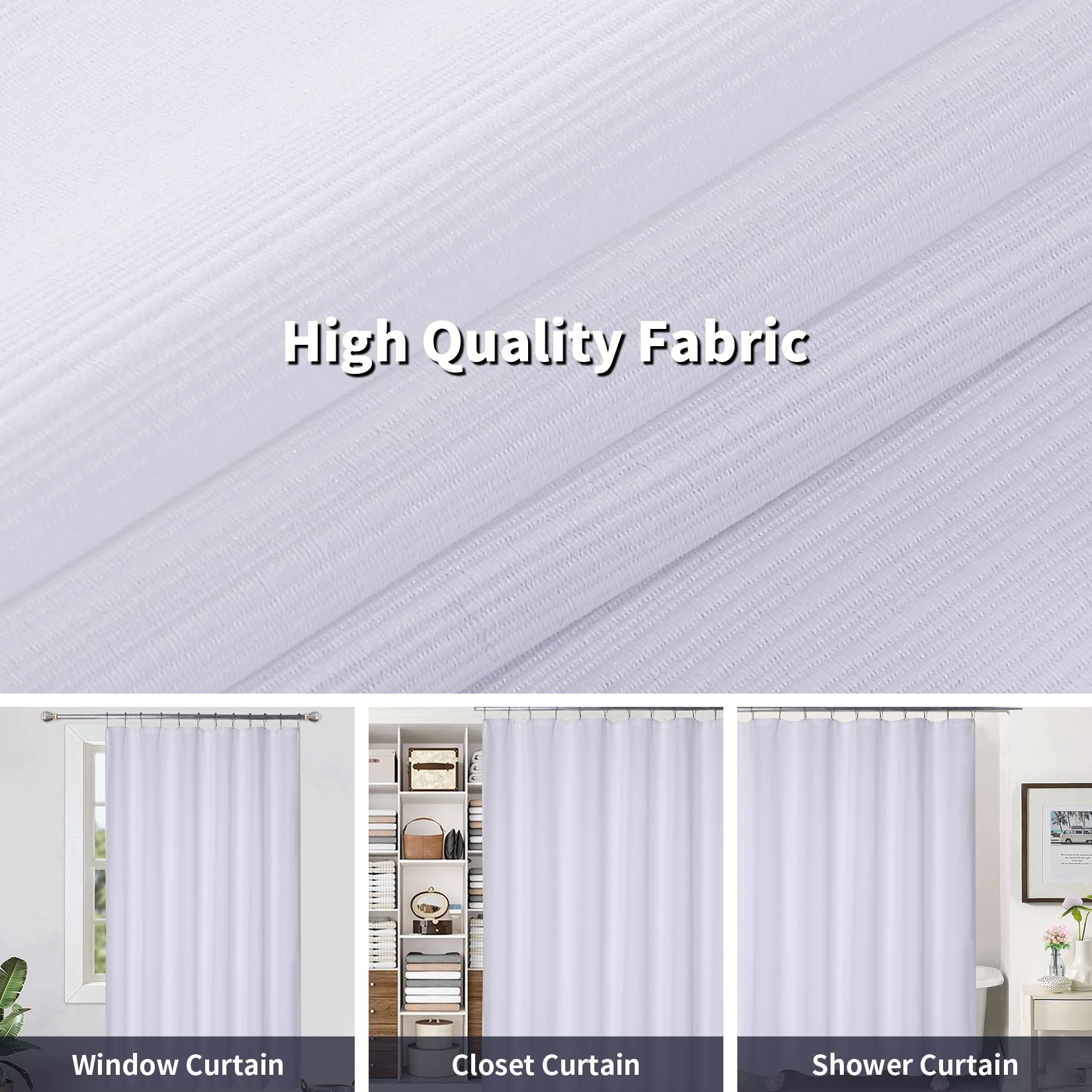 GARVEE Tenda da doccia testurizzata con effetto lino, lavabile, 180x200 cm, bianco, per bagno e vasca da bagno