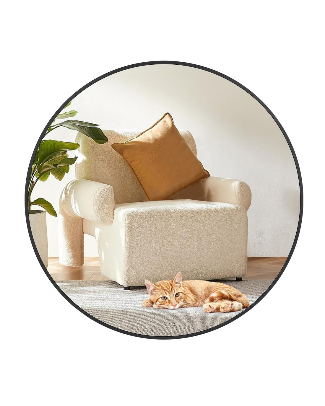 Specchio da parete rotondo nero Garvee da 20 pollici con cornice in metallo per bagno e soggiorno, infrangibile, in alluminio, antiruggine