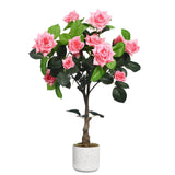 Garvee Pianta Artificiale Rosa Rosenbaum Rose Piante Artificiali per Soggiorno Tavolo da Matrimonio Diverse Dimensioni Rosa - Bianco 75 cm