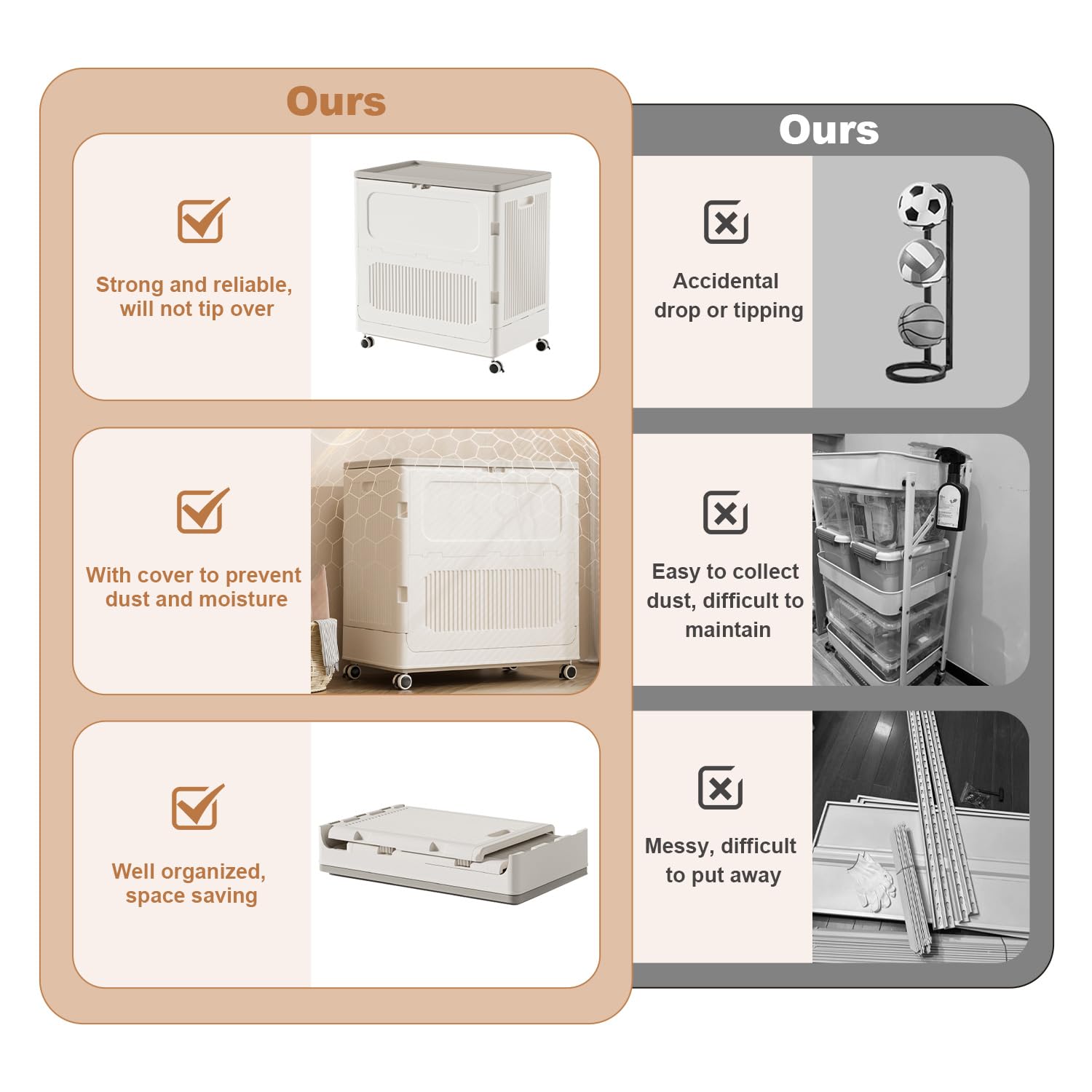 Garvee, grande cesto portabiancheria da 123 litri con coperchio e ruote, pieghevole, in plastica PP resistente per la casa e la lavanderia, 25,2"L x 15,74"W x 24,69"H